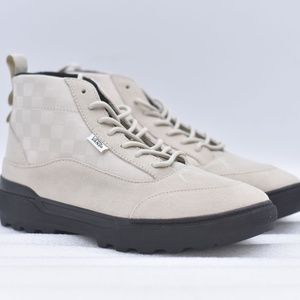 new Women's 9 Vans Checkerboard Colfax Boot MTE-1 Leather Shoes Cream/black